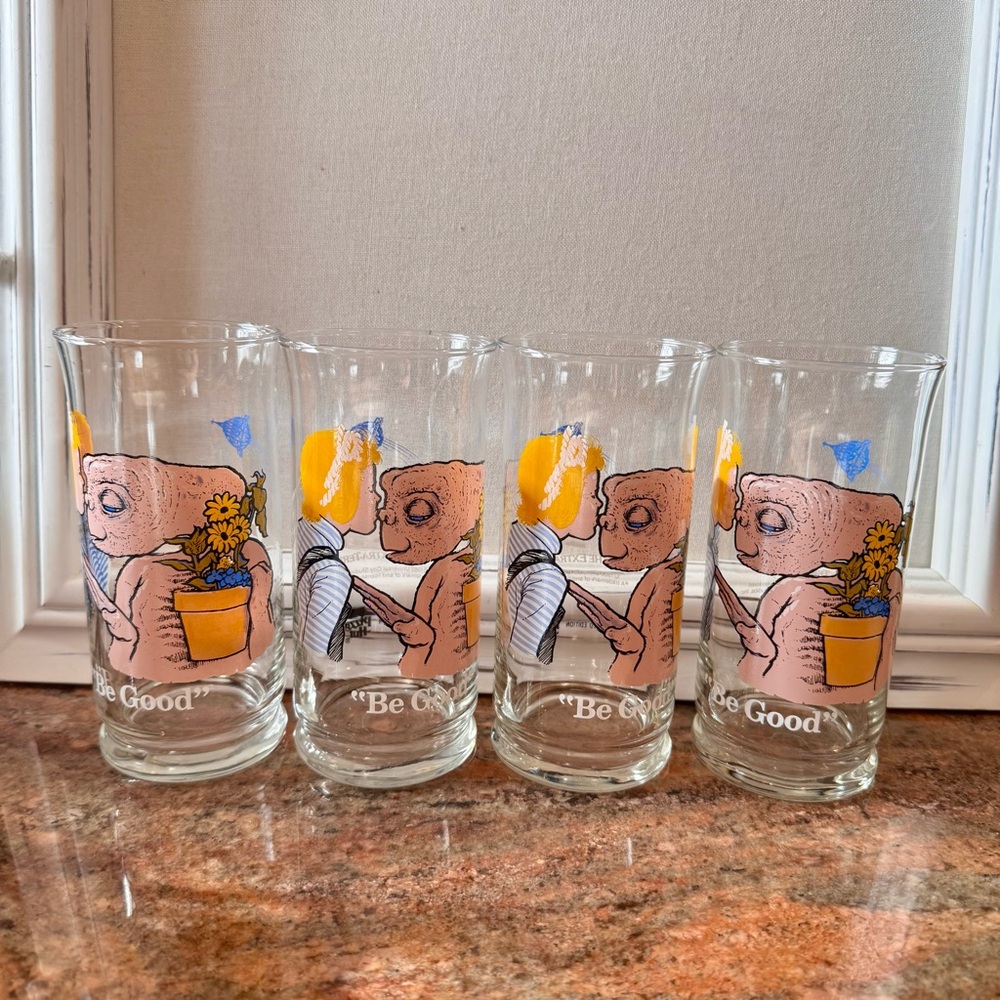 Set of 4 'Be Good' Glasses with E.T. Design